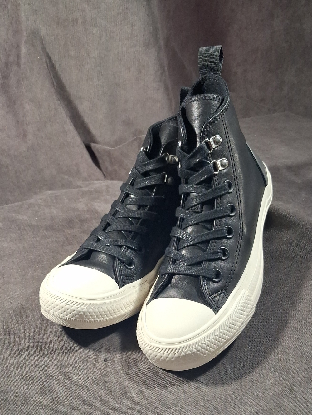 Converse Chuck Taylor All Star Hike High Black Leather / Egret Sneakers VG US 6